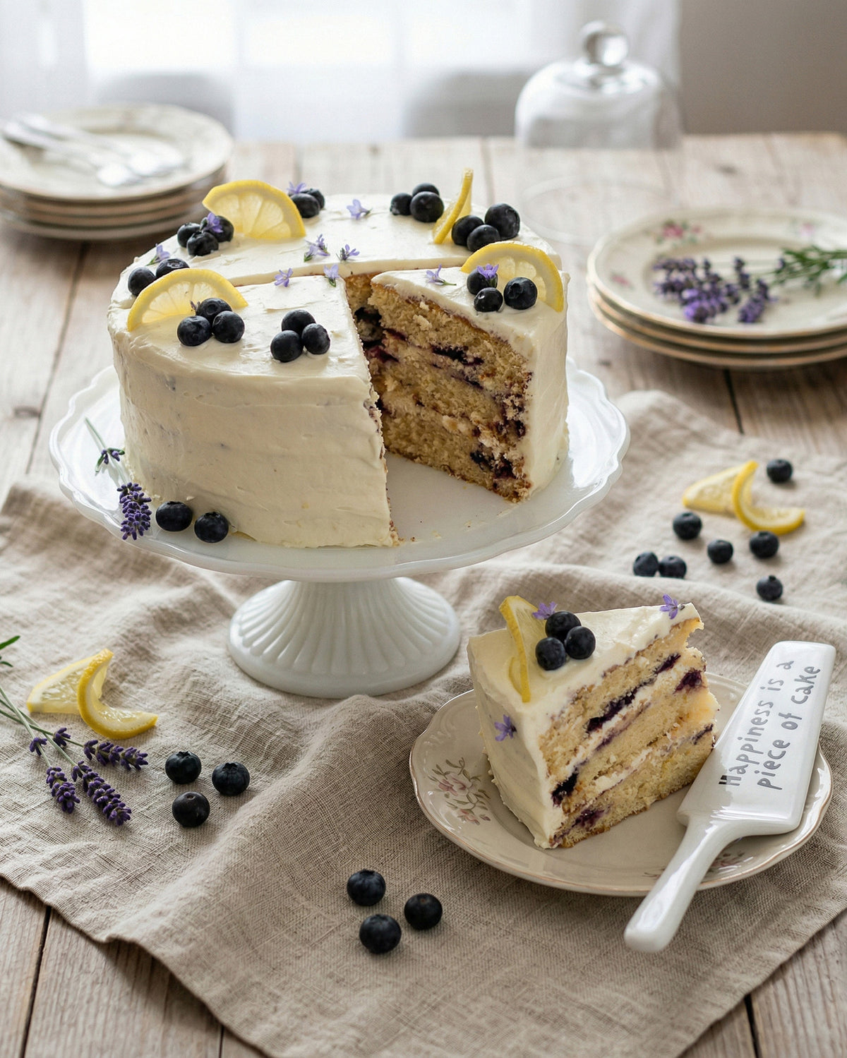 Lemon Velvet and Blueberry Cake