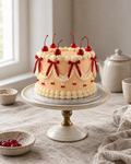 Cherry Bow Lambeth Cake: smooth apricot buttercream with cream frills and drapes