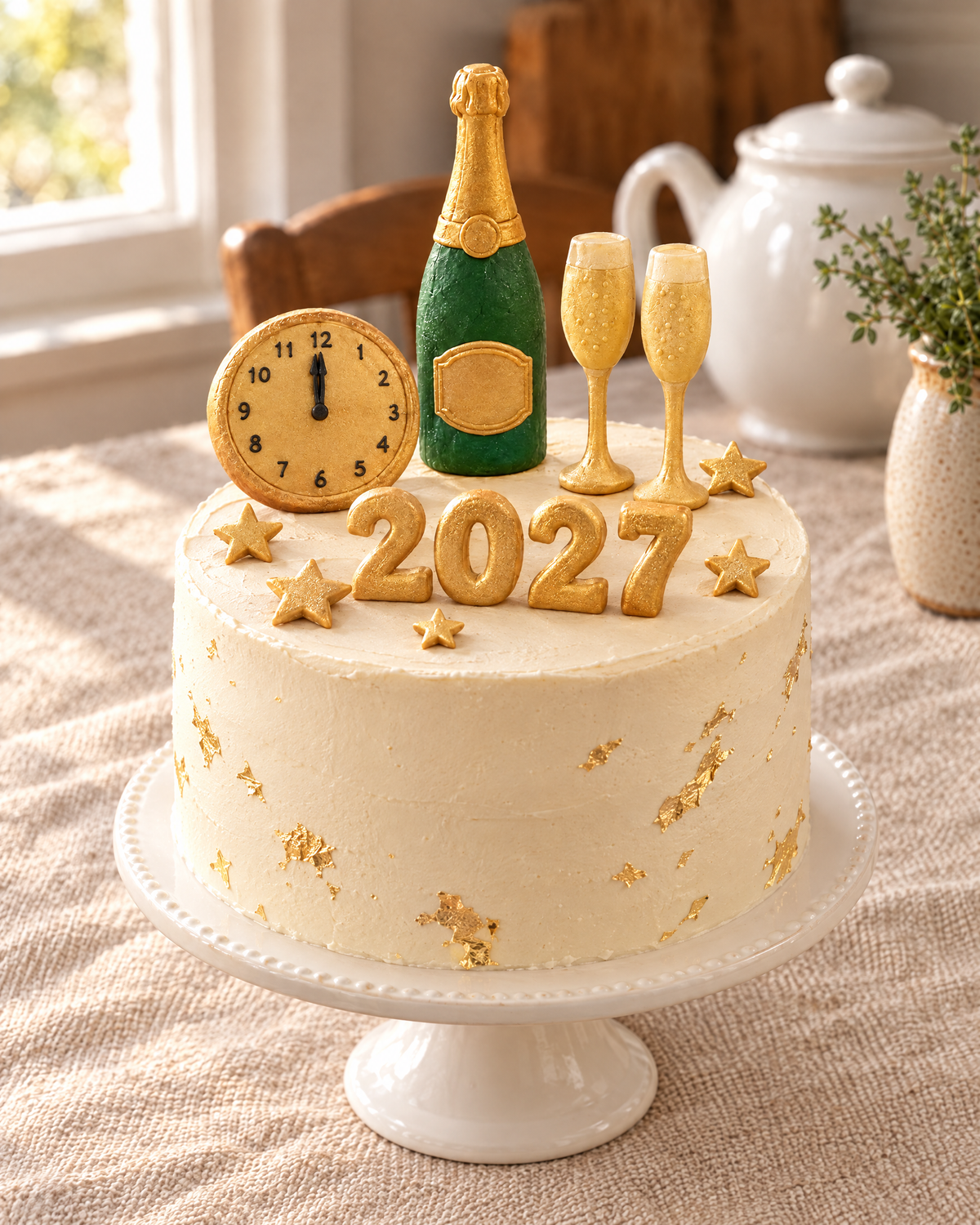 New Year's Eve Cake Topper Set on top of a white cake