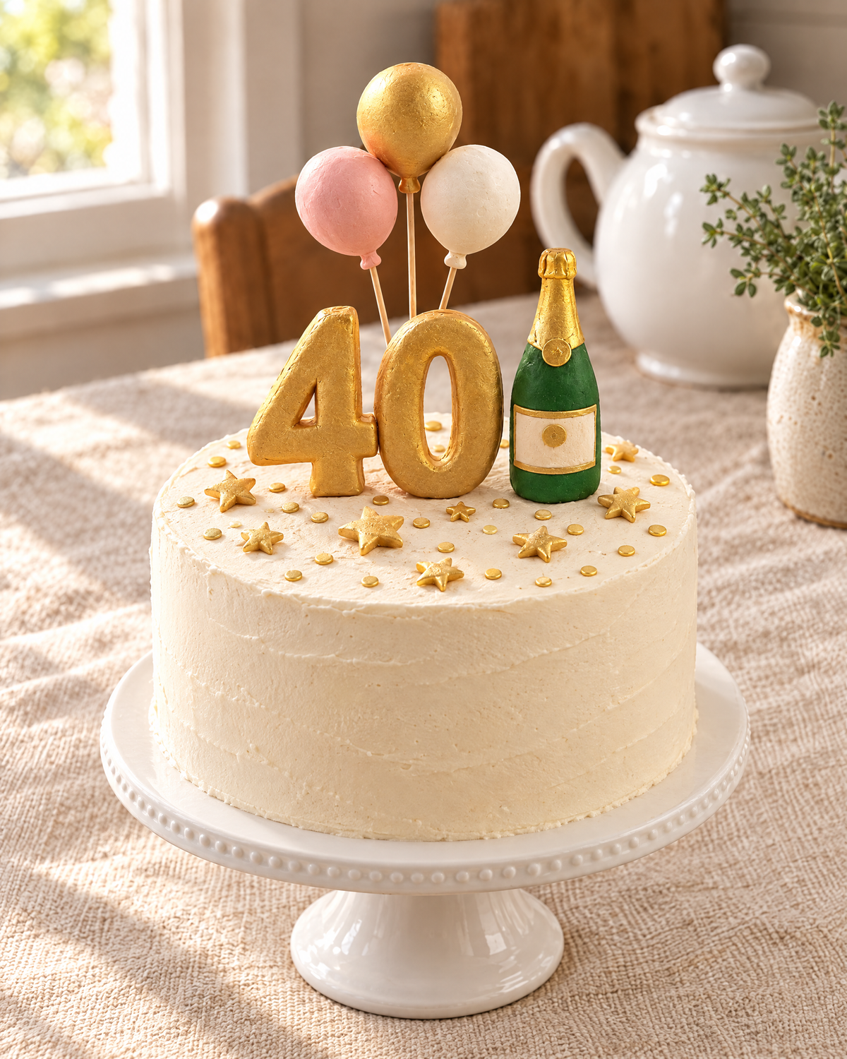 Milestone Birthday Personalised Cake Topper Set on top of a white cake