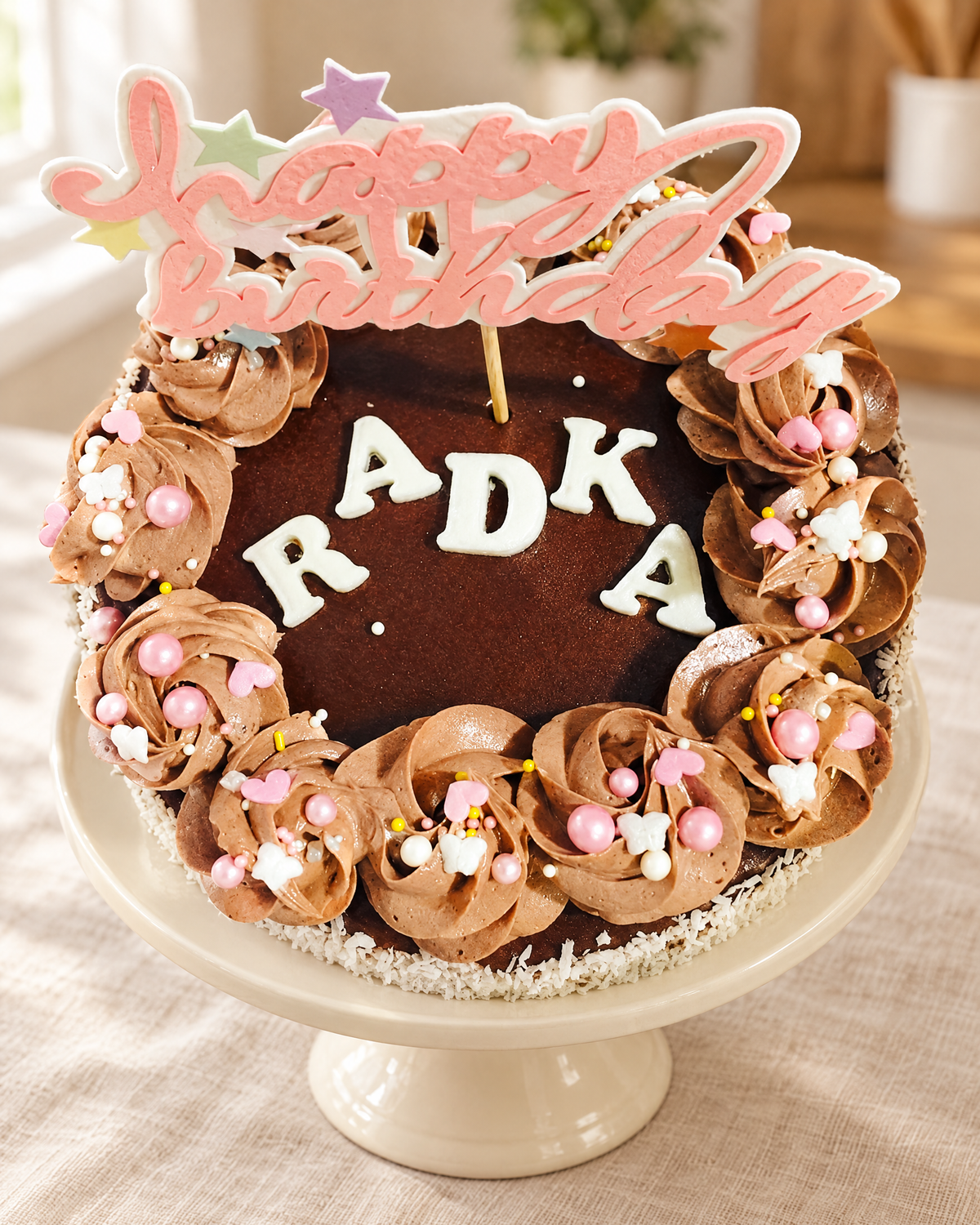 Buttercream Rosette Name Cake by La Sura Bakery