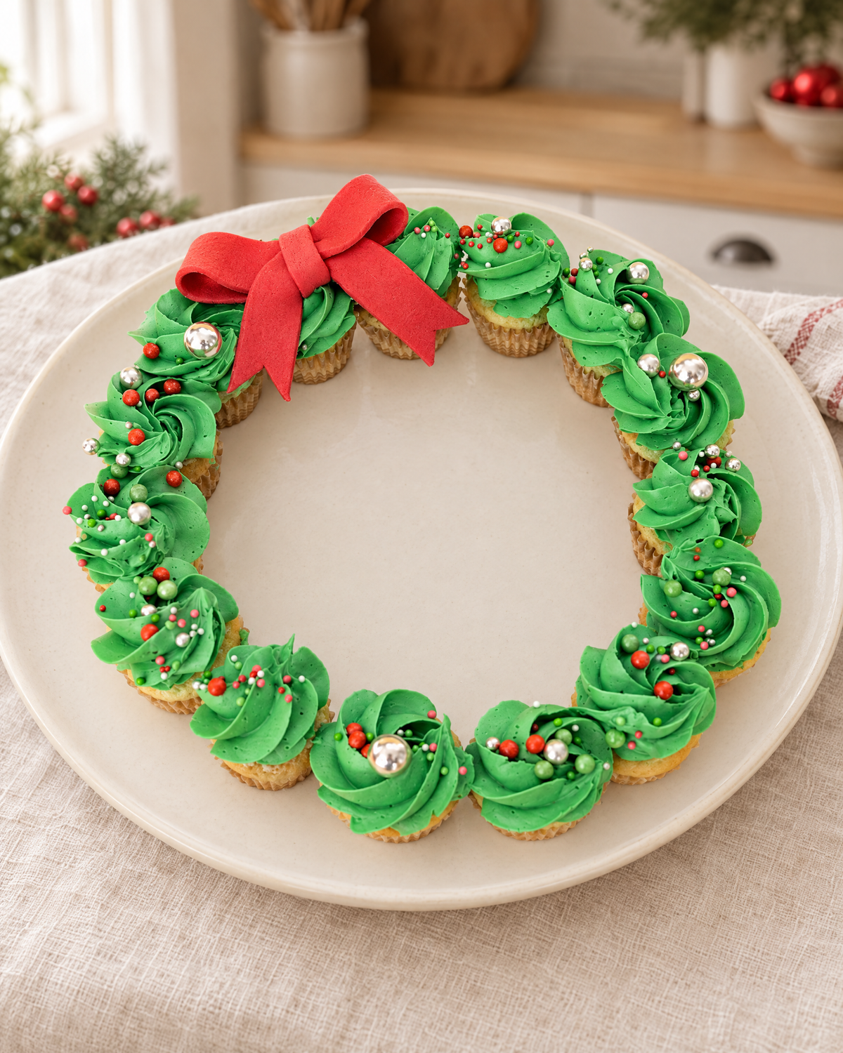 Christmas Wreath Cupcakes by La Sura Bakery