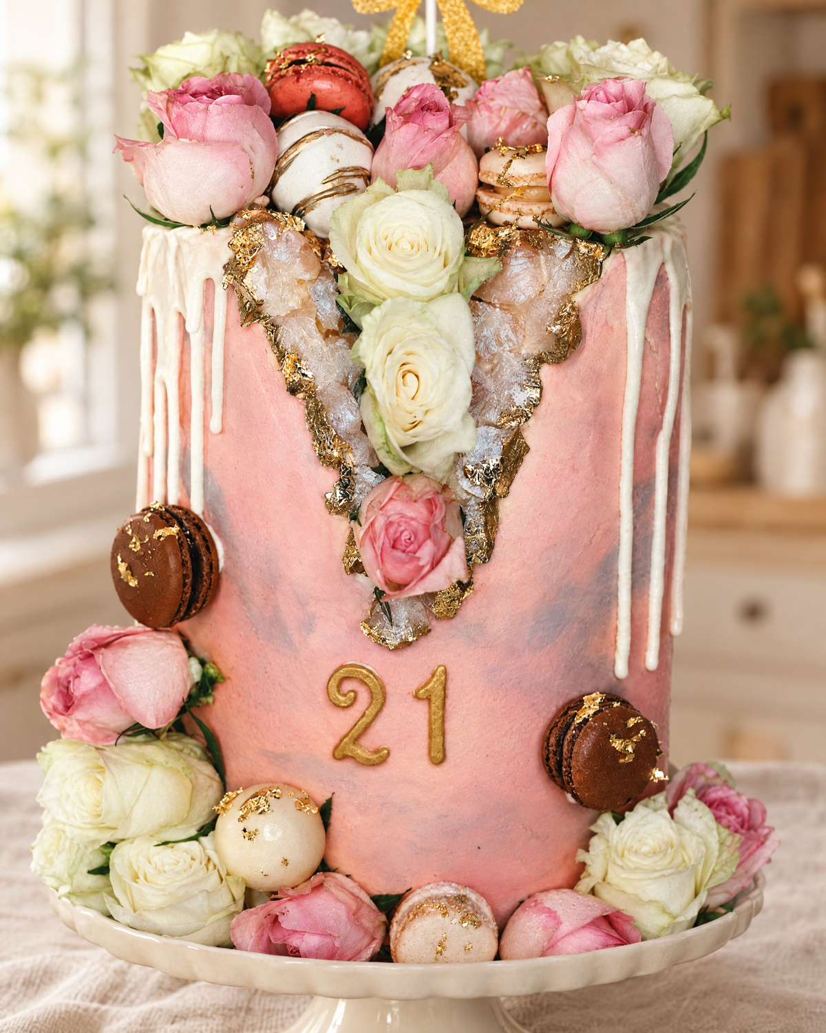 Floral Drip 21st Cake by La Sura Bakery