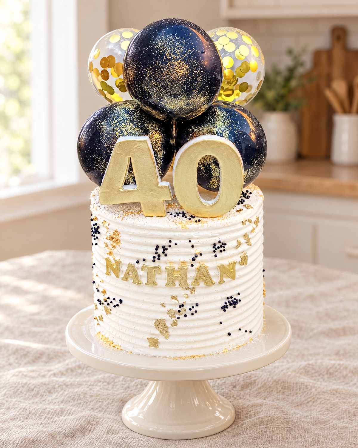 Galaxy Balloon 40th Cake by La Sura Bakery