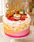Macaron Gold Leaf Birthday Cake by La Sura Bakery