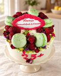 Macaron Rose Birthday Cake by La Sura Bakery