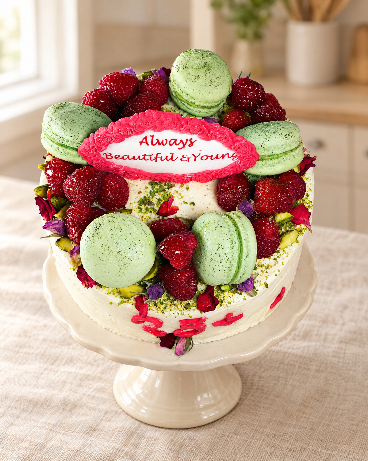 Macaron Rose Birthday Cake by La Sura Bakery, photo 3