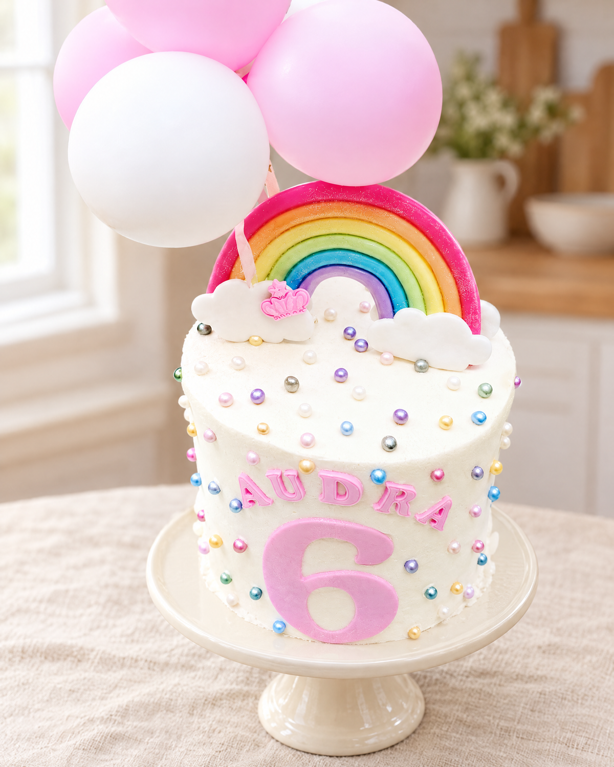 Rainbow Pearl Birthday Cake by La Sura Bakery