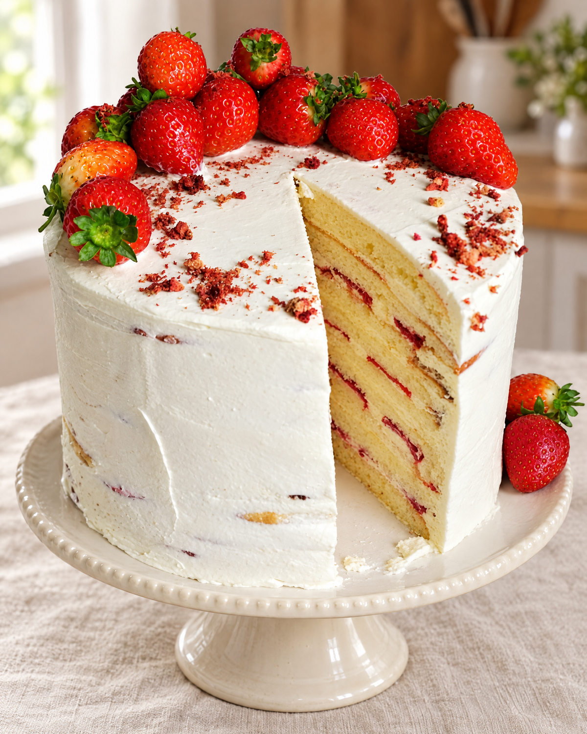 Strawberries and Cream Layer Cake by La Sura Bakery