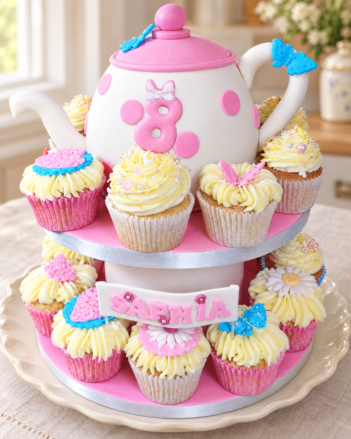 Teapot Cupcake Tower by La Sura Bakery
