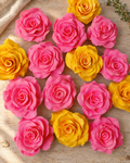 Single Sugar Paste Rose Cake Topper laid flat on a wooden board
