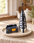 CB Radio and Aerial Cake Topper on a cream plate