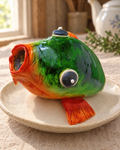 Large Fish Cake Topper on a cream plate